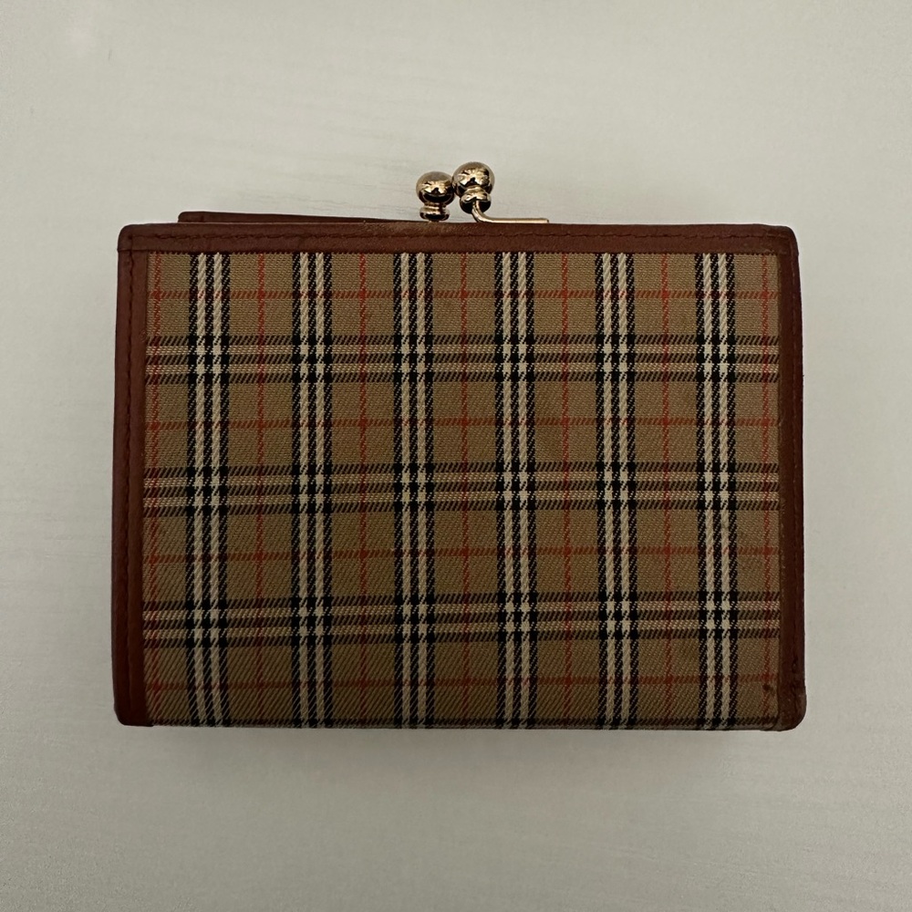 Vintage BURBERRY'S Plaid Print Compact Wallet 284$ Clippers ball. Coins wallet - Picture 10 of 14
